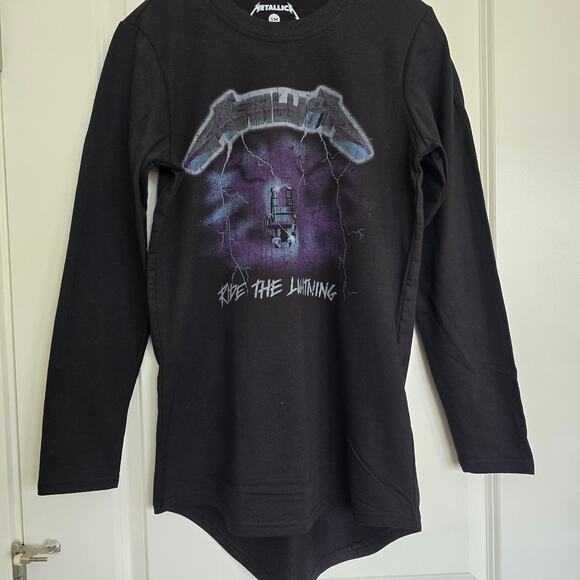 NWOT Mens Licensed Black Metallica Ride the Lightning Terry Tunic T-Shirt Size S - Picture 1 of 7